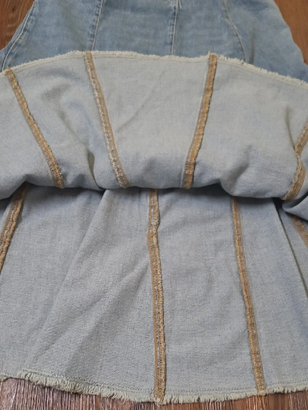 Mango Light Blue Panelled Denim A-Line‎ Skirt